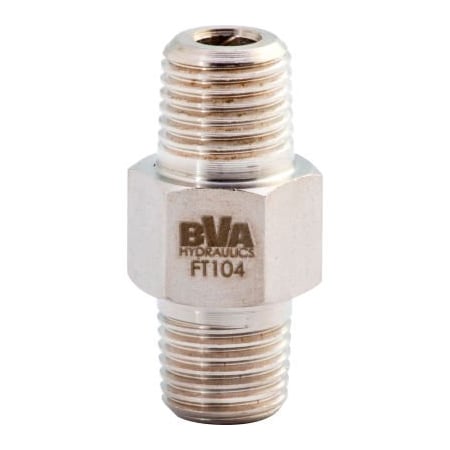 Bva Hydraulics BVA Hydraulic Fitting Hex Nipple, Male 1/4in-18NPTF to Male 1/4in-18NPTF FT104